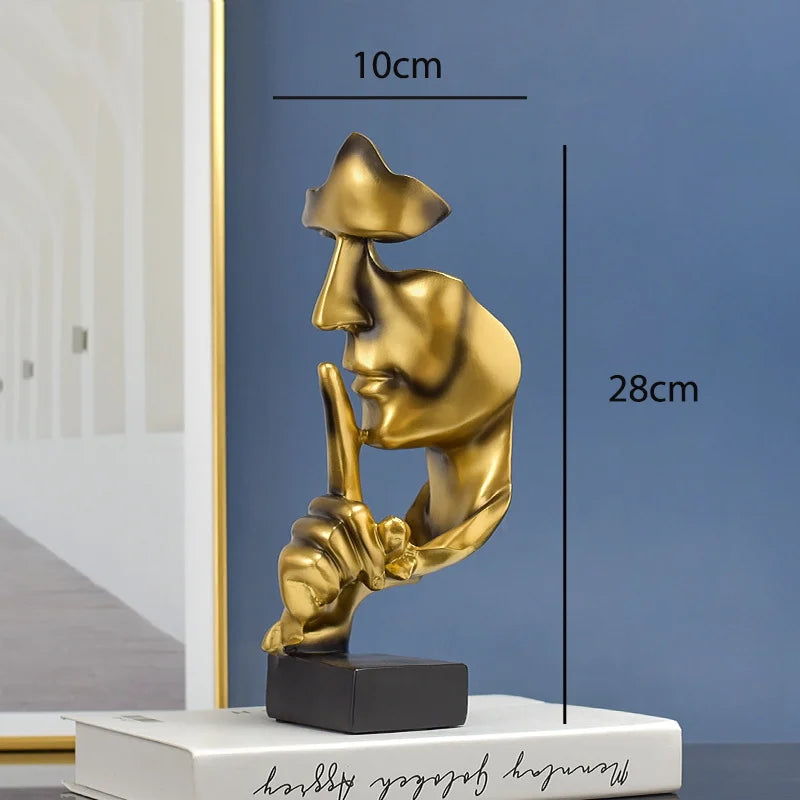 SilentMind Sculpture | Le Silence est d'Or Figurine | Art Abstrait | Résine 28 cm