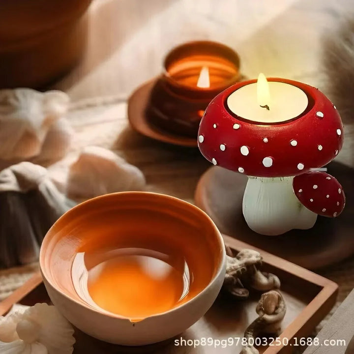Mycora Porte-bougie Champignon | Décoration artisanale en résine | Porte-thé et accessoire de maison | Design inspiré de la nature