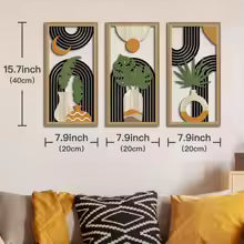 Set d'art mural LioraBoho | Set de 3 décorations murales en bois 40×20 cm | Design rustique de feuilles | Style Boho pour salon et chambre