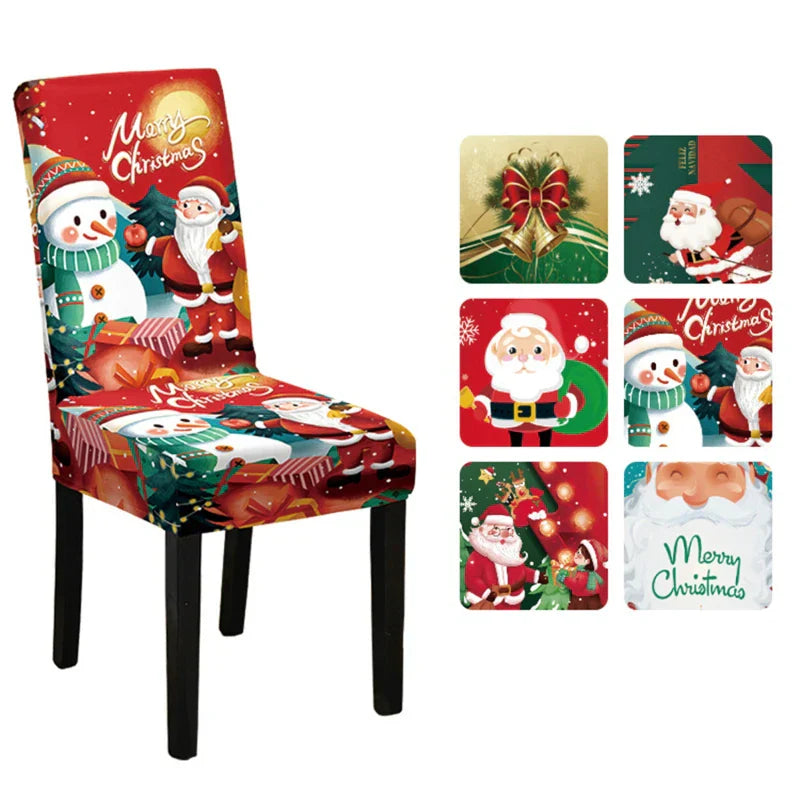 Housses de Chaise de Noël Festivella | Housses de Chaise Extensibles en Tissu Élastique | Lavables & Réutilisables | Pour Salle à Manger & Fêtes