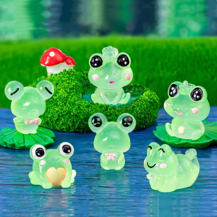 LumoFrosch Ensemble de Figurines | Grenouilles Miniatures Lumineuses | Pour Jardin de Fées, Aquarium & Décoration