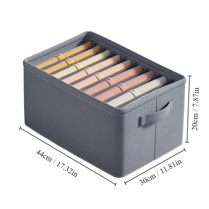 Organisateur de placard OrgaFold avec compartiments | Boîte de rangement en non-tissé | Pliable & Stable | Gris | 44×30×20 cm