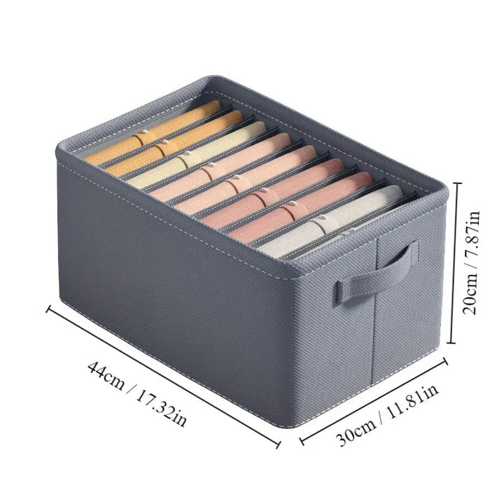 Organisateur de placard OrgaFold avec compartiments | Boîte de rangement en non-tissé | Pliable & Stable | Gris | 44×30×20 cm