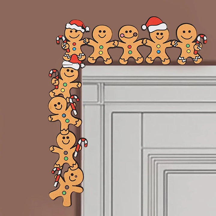 SweetJoy Bonhomme en pain d'épice Décoration de porte | Avec bonnet de Noël & canne en sucre | Décoration de Noël pour cadres de porte & murs