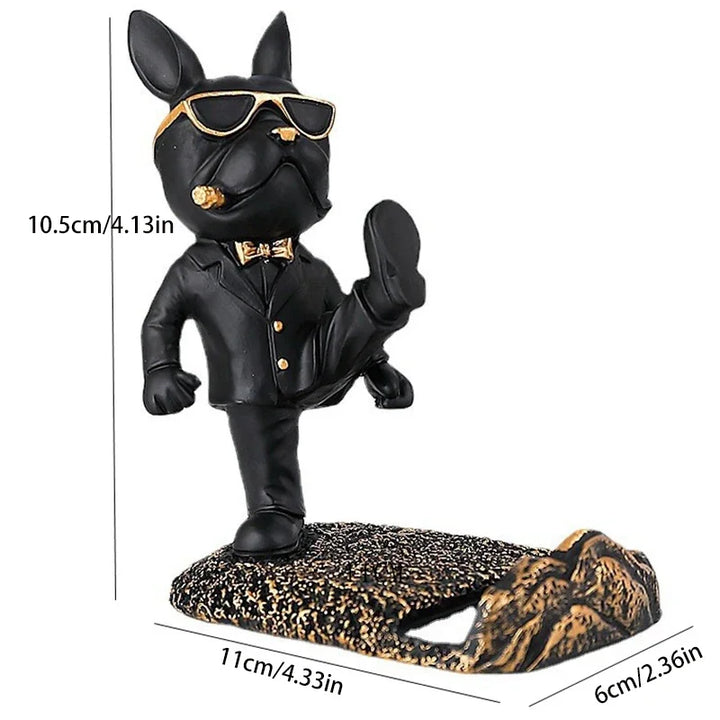 Bulldoggo PhoneStand | Support de téléphone & Figurine | Sculpture en résine | 9–11 cm