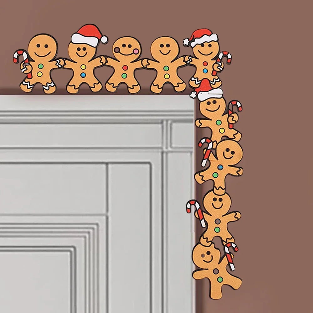 SweetJoy Bonhomme en pain d'épice Décoration de porte | Avec bonnet de Noël & canne en sucre | Décoration de Noël pour cadres de porte & murs