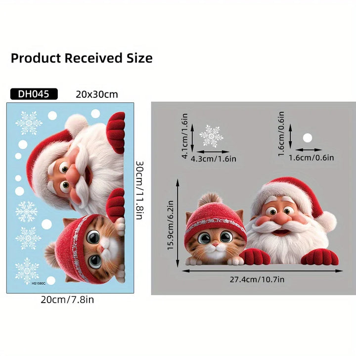 Autocollants de fenêtre de Noël SantaCling | Réutilisables & sans résidus | Motif Père Noël | Décoration de fenêtre pour salon & couloir
