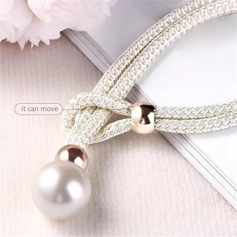 Ruban décoratif Perlina | Avec perles en plastique et détail floral | 52 × 3 cm | Pour cadeaux, déco & projets DIY
