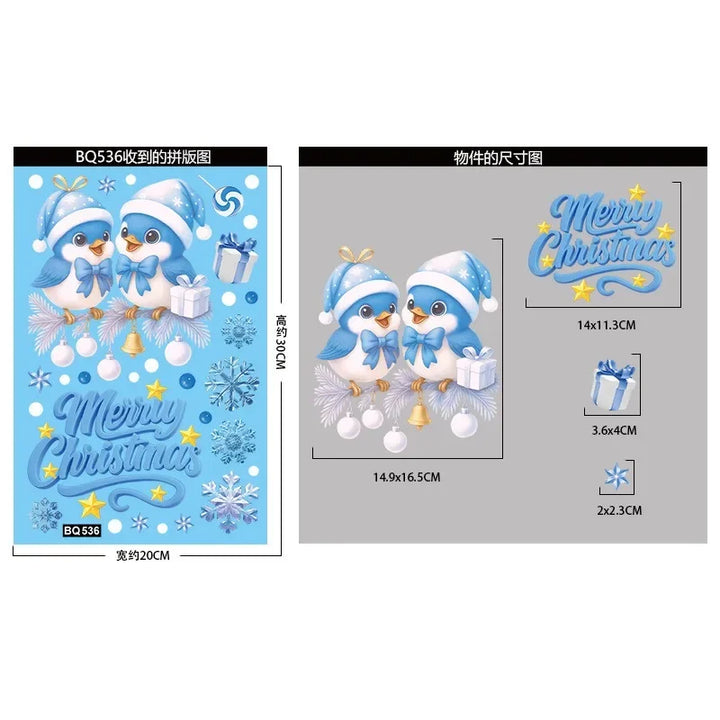Frostella | Autocollants de fenêtre de Noël | Bonhomme de neige, Père Noël & Flocons de neige | Réutilisables & sans résidu | Pour verre & miroir