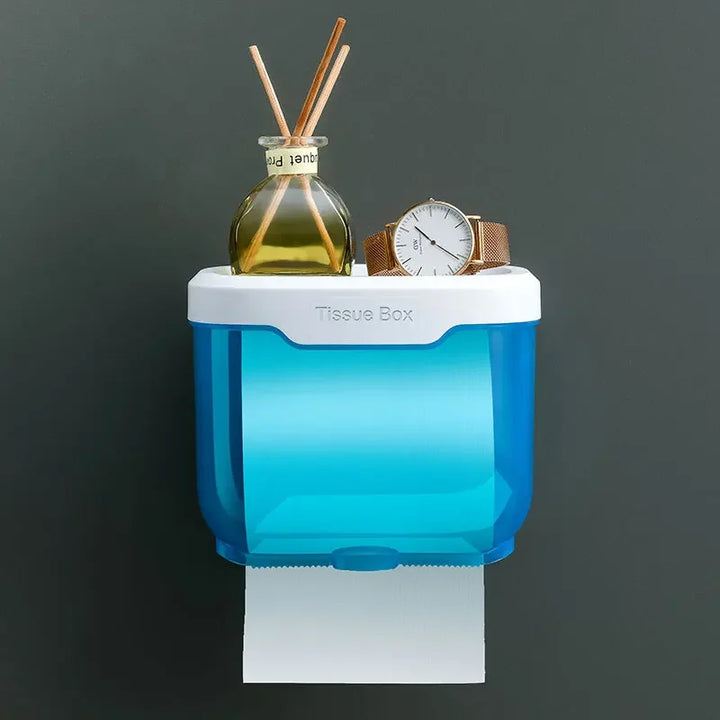 Support de papier toilette mural | Avec étagère et boîte étanche | Moderne et gain de place