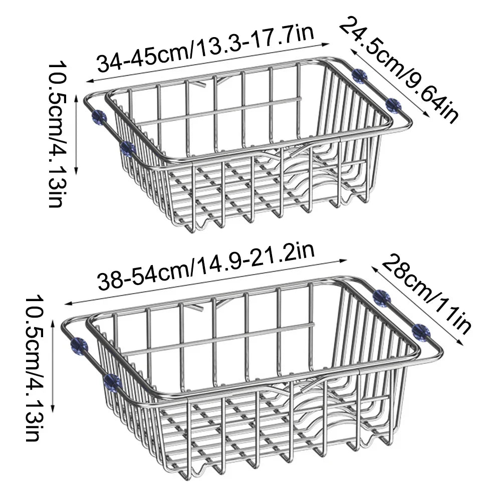 Égouttoir Flexinox | Extensible et Antidérapant | Panier en Acier Inoxydable pour Évier et Plan de Travail