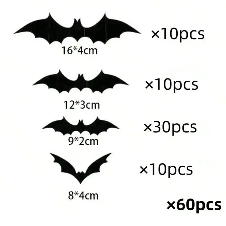 Décoration Murale BatStorm | 60 pièces de Chauves-souris 3D | Imperméable & Réutilisable | Décor Halloween
