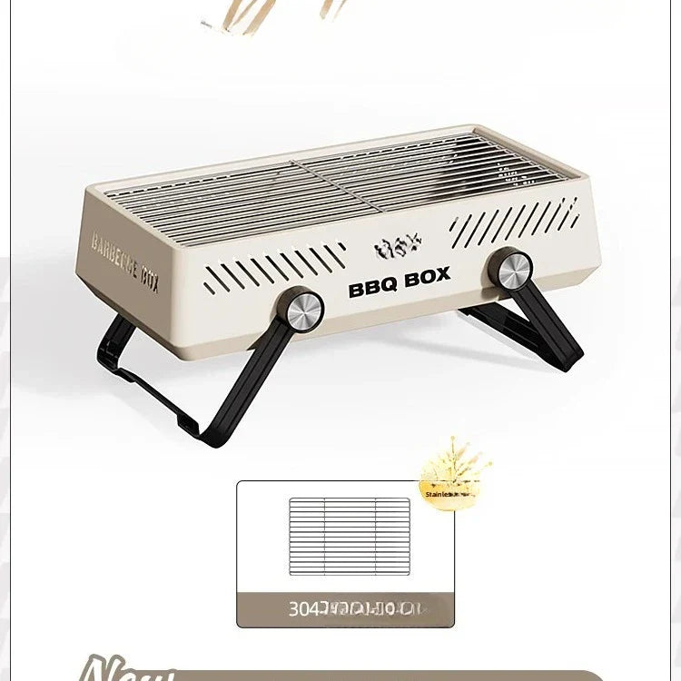 Campverro Gril BBQ Portable pour Jardin & Camping | Multifonctionnel & Compact | Pour cuisiner en extérieur sans charbon | 47 × 28,5 × 22,5 cm