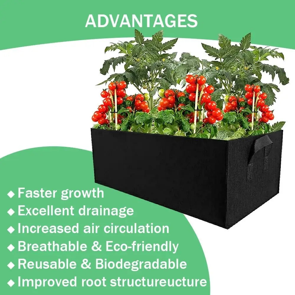 Florabrix Sac de Plante | Sac de Plante Rectangulaire en Tissu Non Tissé | Avec Poignées & Drainage | Pour Légumes, Fleurs & Herbes