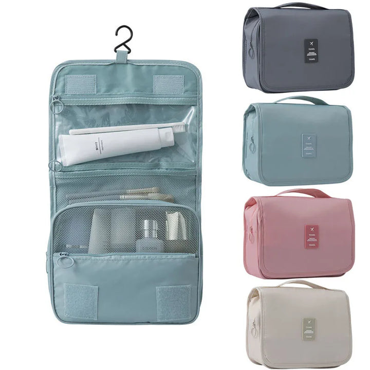 Trousse de toilette de voyage suspendue | 6 compartiments & compartiment pour articles humides | Compacte & polyvalente | Polyester déperlant