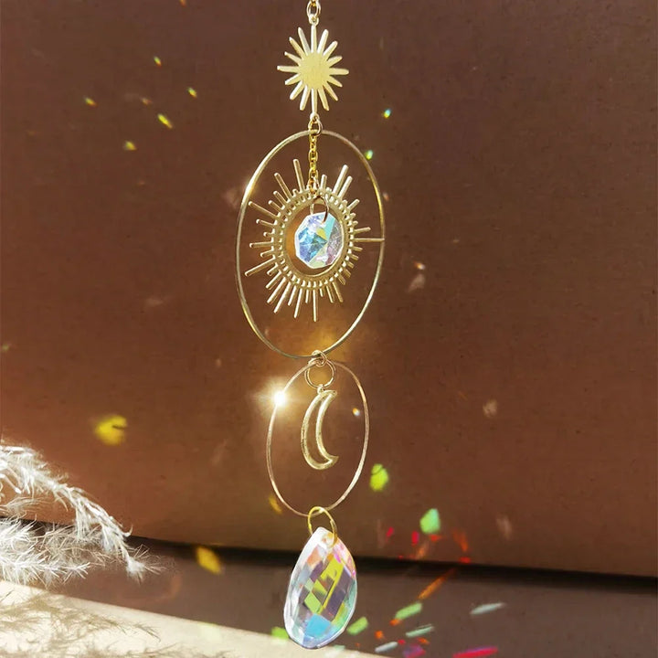 Lunora | Attrape-soleil en cristal | Pendule décoratif arc-en-ciel | Verre & Métal | 20 cm