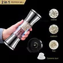 Moulin à épices 2-en-1 SPICURA DuoMill | Moulin double en acier inoxydable pour sel & poivre | Manuel & Élégant