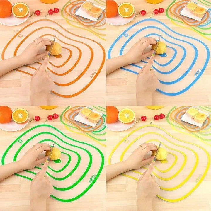 FlexiCut | Ensemble de 4 planches à découper flexibles | Antidérapantes & Alimentaires | Tapis de cuisine colorés