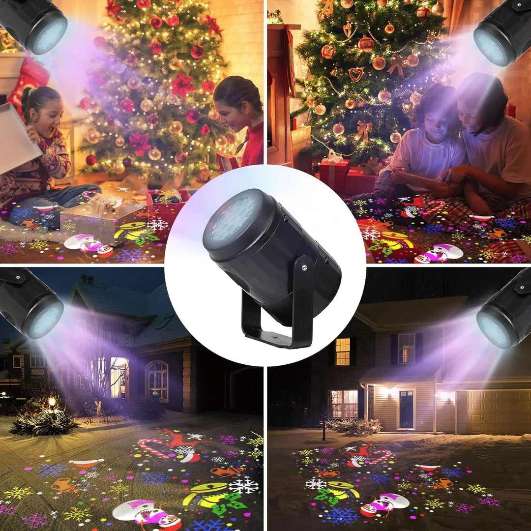 Projecteur LED de Noël SnowMotion | 16 Motifs Rotatifs | Intérieur & Extérieur | Éclairage de Noël pour Maison, Jardin & Fête