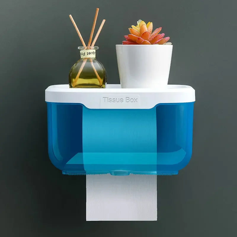 Support de papier toilette mural | Avec étagère et boîte étanche | Moderne et gain de place