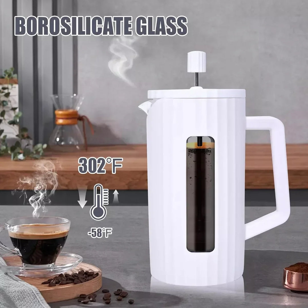 BrewVista | Presse Française à Café | 600 ml | Verre Borosilicate & Filtre en Acier Inoxydable | Pour la Maison & en Plein Air
