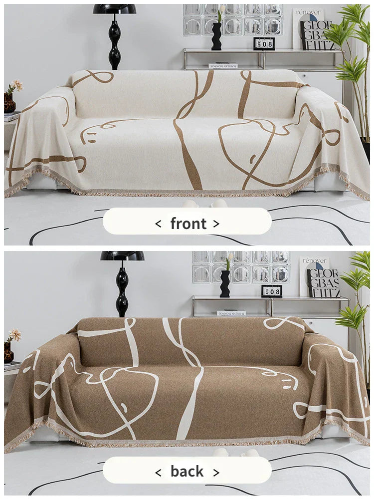 Velvyn | Housse de canapé en chenille | Housse complète de canapé et couverture en noir | Anti-poussière, doux et polyvalent | Lavable et facile d'entretien