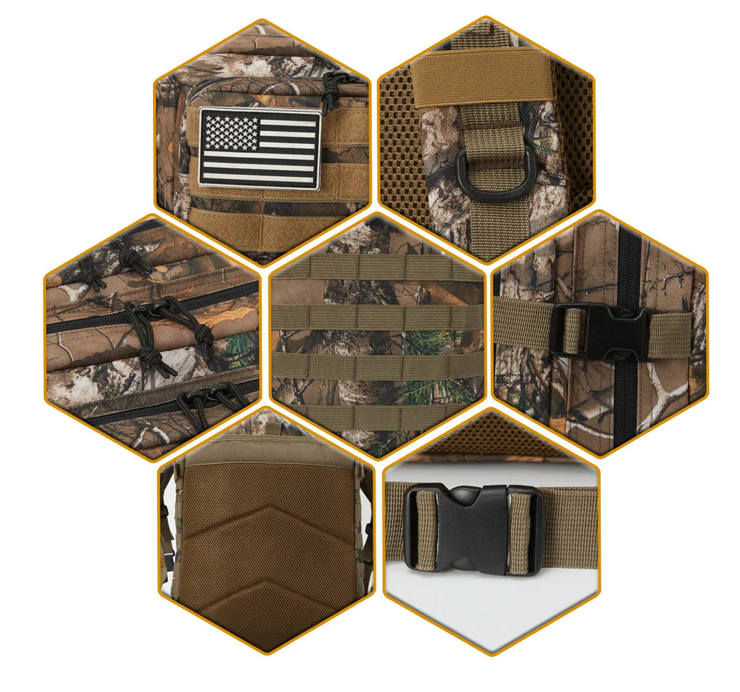 TACTICO45 45 L Sac à Dos d'Outdoor | Système Molle | Capacité de 3 Jours | Robuste & Multifonctionnel – Noir/Kaki/Olive