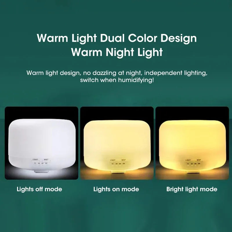 Diffuseur d'arômes Lunora | 500 ml | Humidificateur à ultrasons | Veilleuse LED | Fonctionnement USB