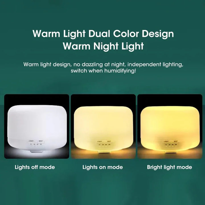 Diffuseur d'arômes Lunora | 500 ml | Humidificateur à ultrasons | Veilleuse LED | Fonctionnement USB