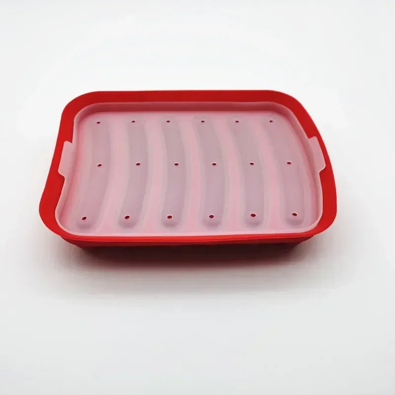 SausiForm | Moule à saucisse en silicone avec couvercle | Alimentaire & Résistant à la chaleur | 17,5×13,5×3,5 cm