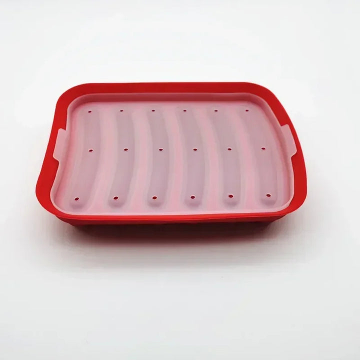 SausiForm | Moule à saucisse en silicone avec couvercle | Alimentaire & Résistant à la chaleur | 17,5×13,5×3,5 cm