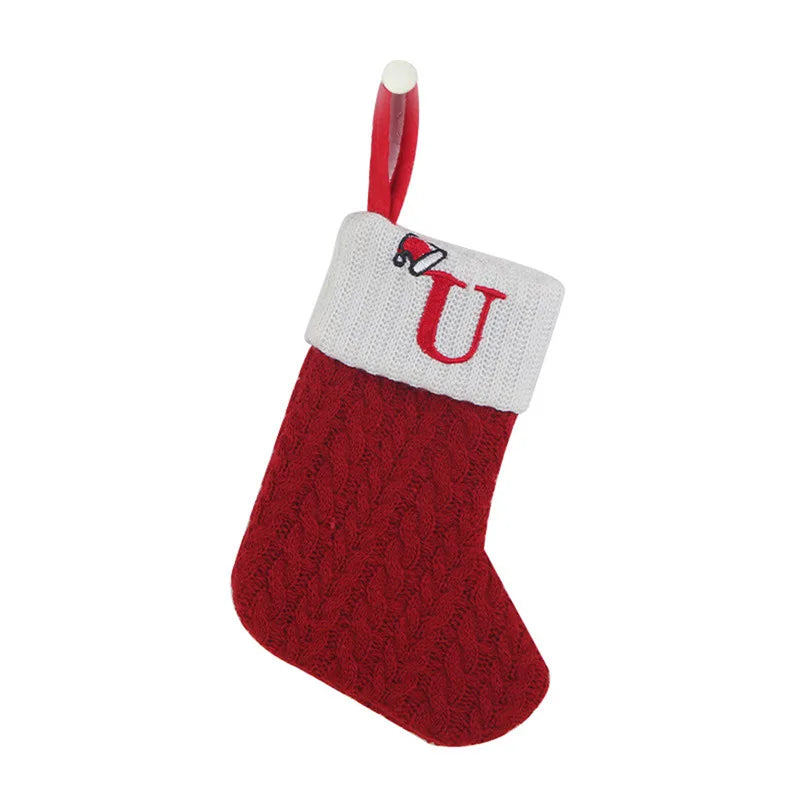 Chaussette de Noël SnowKnit | Tricotée avec un motif de flocons de neige | Décoration de Noël & idée cadeau | 25×15 cm