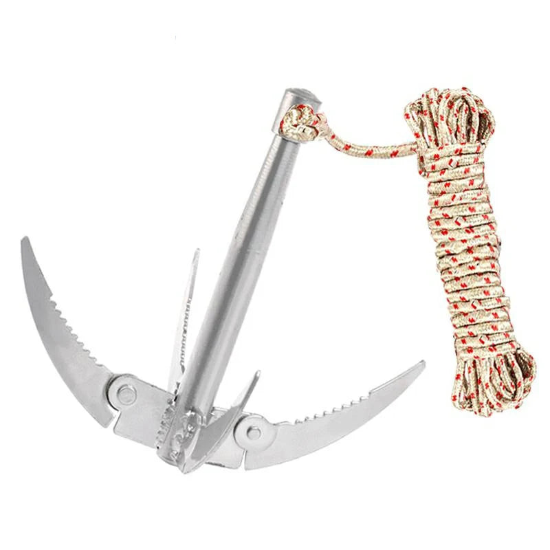 AquaGripX Ancre Pliable pour Bateaux | Crochet de Préhension Robuste avec Corde | Pliable & Résistant à la Rouille | Pour Kayak, Canoë & Accessoires de Pêche