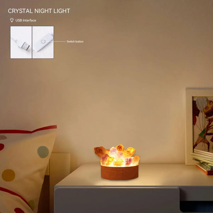 Lampe en cristal de pierre naturelle | Fait main | Décoration Feng Shui & Bien-être | 150–200 g