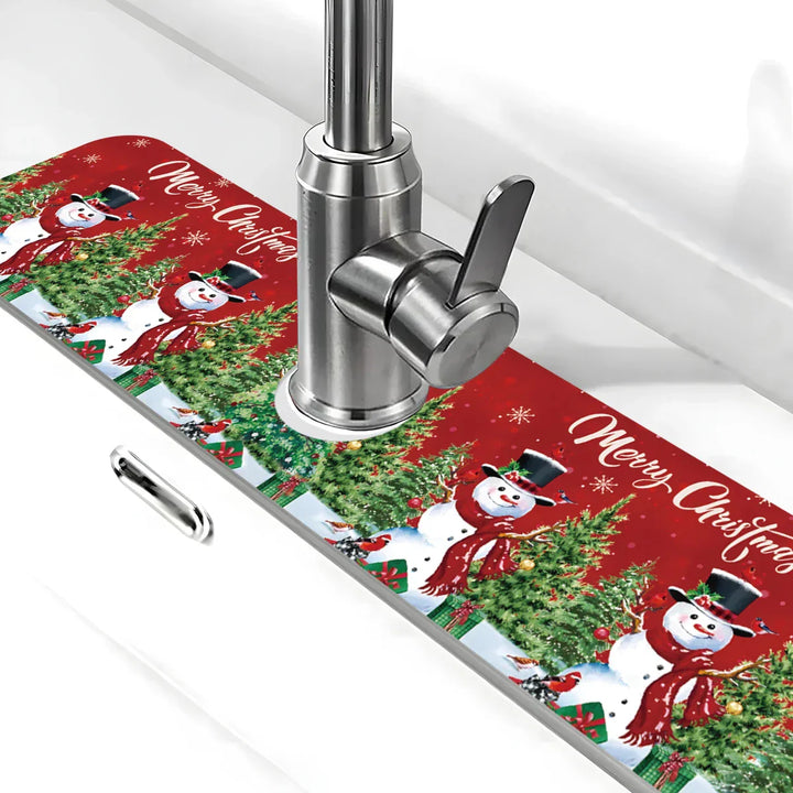 Tapis de lavage de Noël Nordivelle | Absorbant & Antidérapant | Lavable | Décoration de Noël festive pour la cuisine & la maison