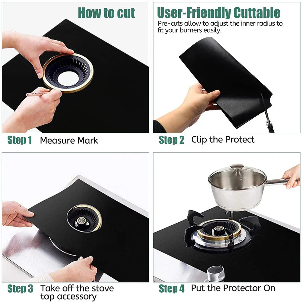Set de Tapis de Protection pour Cuisinière Küchenglanz ThermoShield | 1 Set de 3 Couvre-Cuisinières Antiadhésifs | 54 × 27 cm | Découpable, résistant à la chaleur & réutilisable