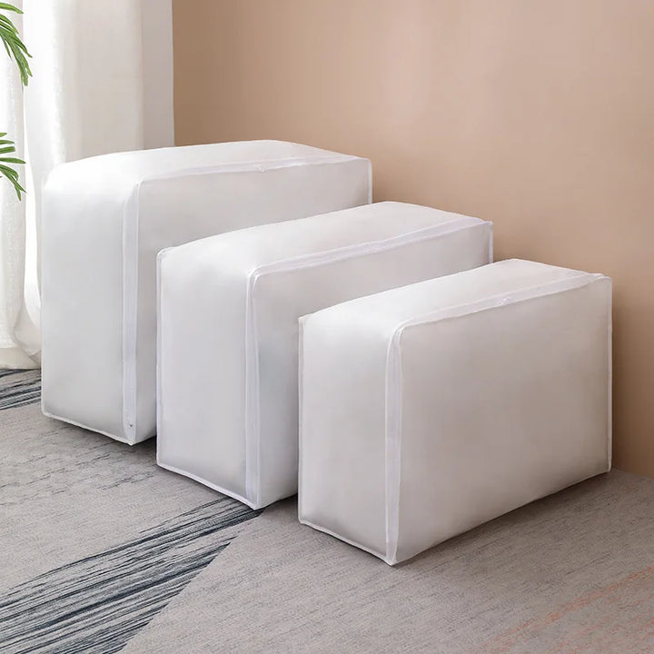 Sac de rangement Stowella | Avec couvercle zippé | Boîte à vêtements et linge de lit pliable | Protection contre la poussière et l'humidité