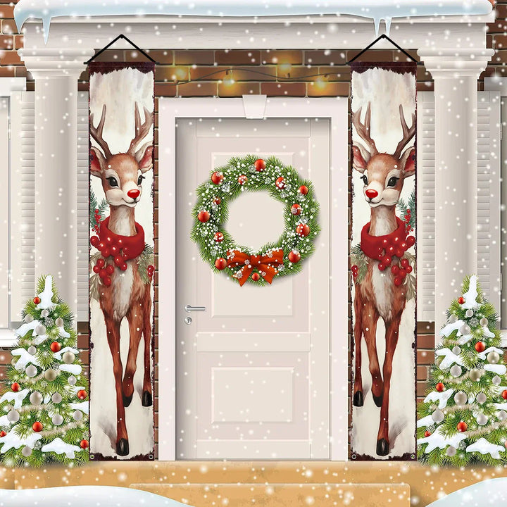 Bannière de porte de Noël | Écriture Joyeux Noël | Décoration suspendue pour la maison | Décoration de porte festive 2025/2026