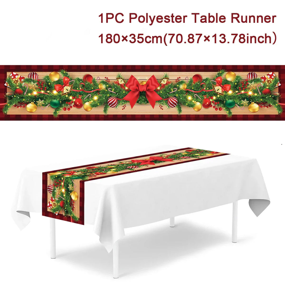 Nappe de Noël | 180×35 cm | Polyester | Décoration de table festive 2025