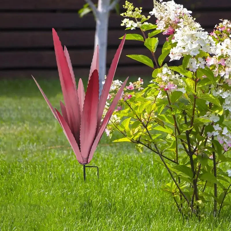 Floraza Métal Agave Sculpture | Décoration de jardin artisanale | Résistante aux intempéries & Élégante | 29 × 29 × 45 cm