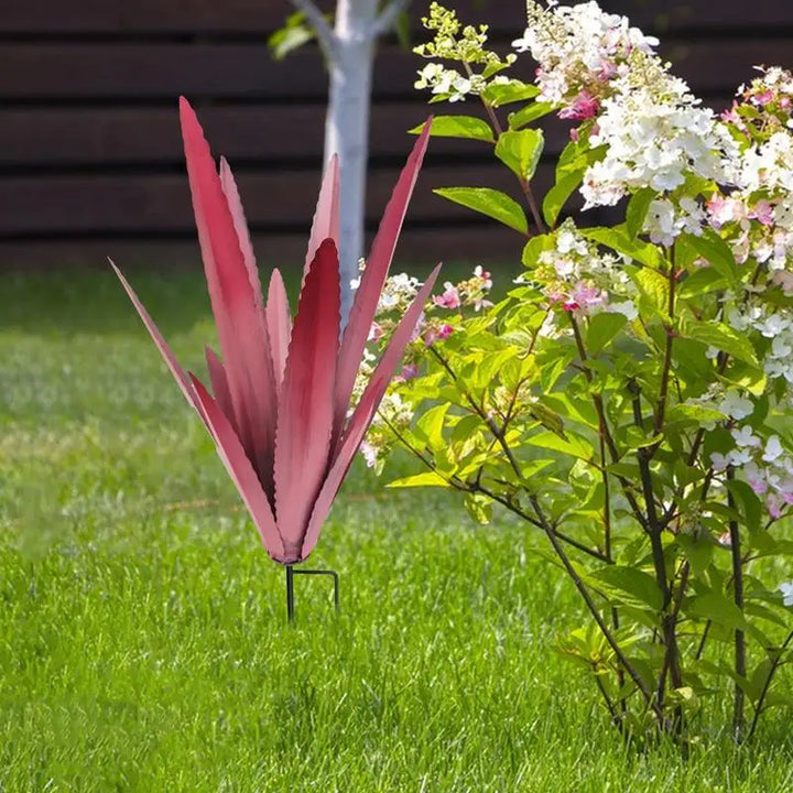 Floraza Métal Agave Sculpture | Décoration de jardin artisanale | Résistante aux intempéries & Élégante | 29 × 29 × 45 cm