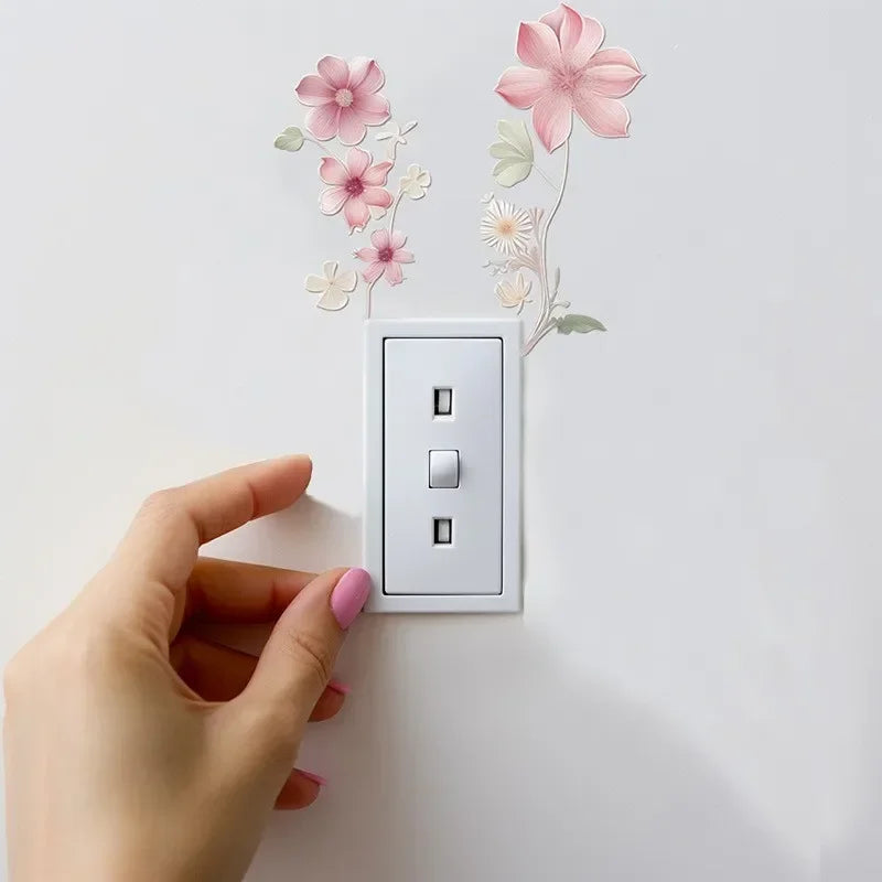 Autocollant mural Decoflora SwitchBloom | Autocollant floral en PVC pour interrupteurs | Amovible, étanche & autocollant | Pour le salon, la salle de bain & la chambre