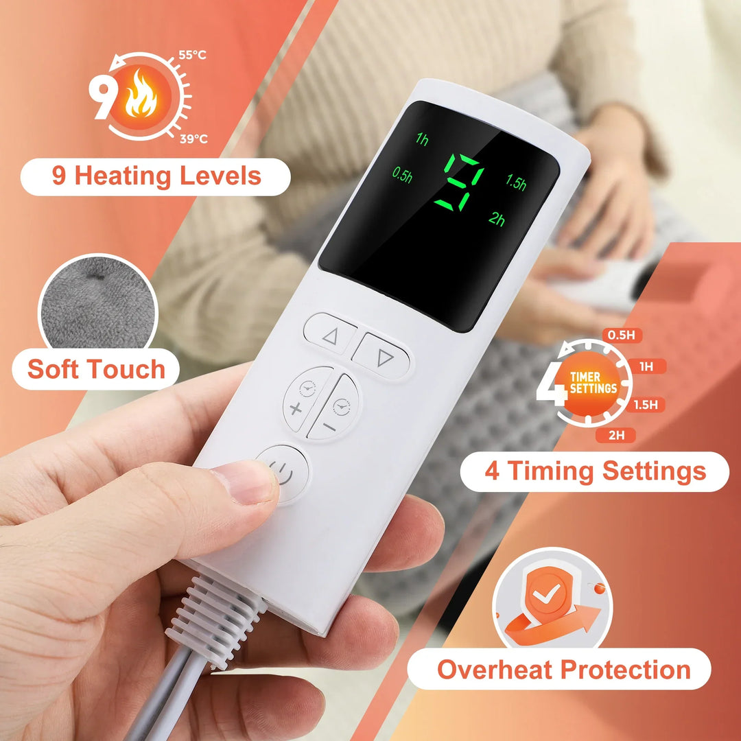 ThermaEase Coussin Chauffant Électrique | Ceinture Chauffante Multifonctionnelle pour le Dos & la Taille | 9 Niveaux de Température & 4 Options de Minuteur