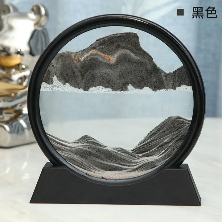 Image de sable 3D Aurelia Flow | Art du sable en mouvement dans le verre | Détente & Décoration | Design rond
