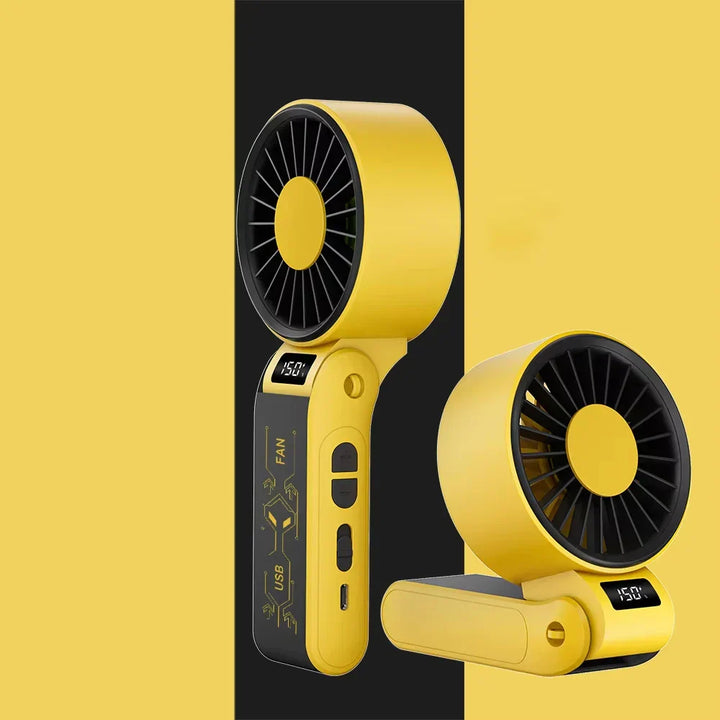 ZephyrAir Ventilateur pliable silencieux | Rechargeable par USB 3000 mAh | Mini ventilateur à main avec 3 couleurs de lumière et affichage de l'air