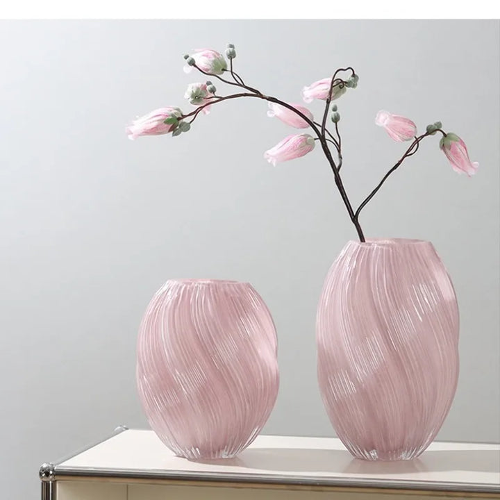Vase en Verre | TwistDesign | Design Torsadé | Moderne & Élégant | Pour Fleurs Séchées & Décoration