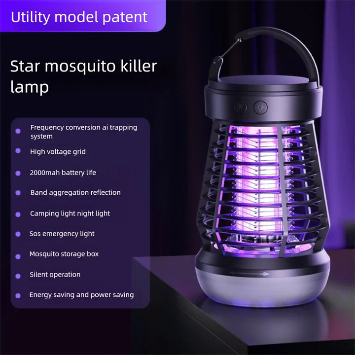Lampe anti-moustiques Lumava Pro | Lampe de camping 4-en-1 avec destructeur d'insectes & fonction SOS | Rechargeable via USB-C & batterie de 2000 mAh