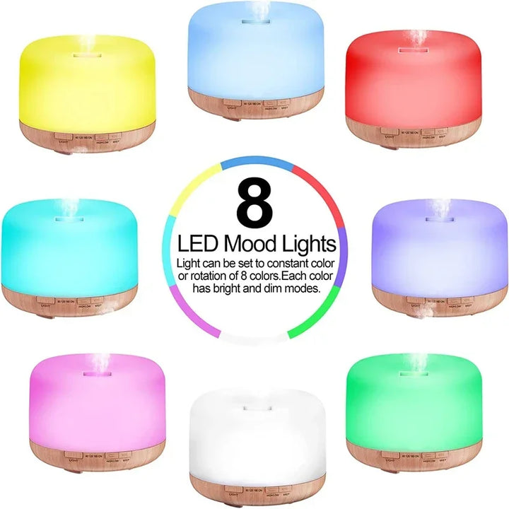 Diffuseur d'arôme Mini Aromora | 500 ml | Aspect bois | Ultrason & veilleuse LED | Fonctionnement USB