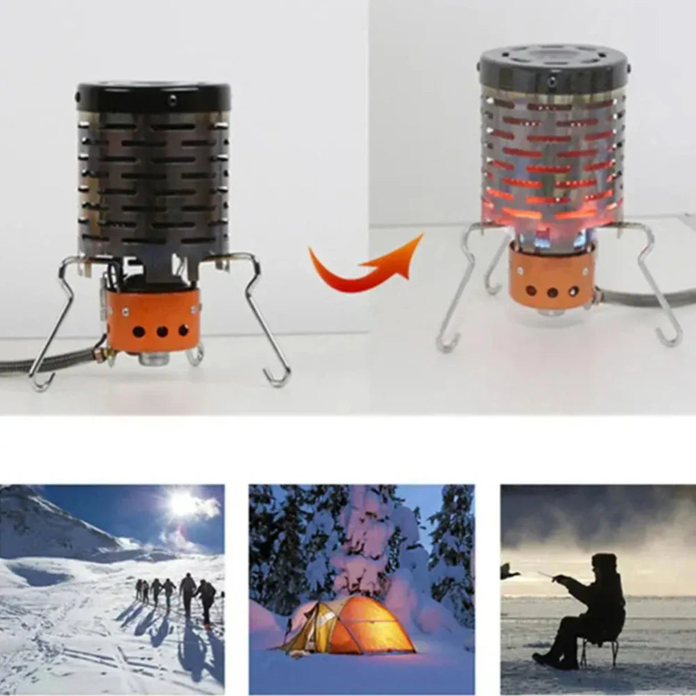 ThermaCamp Réchaud de Camping en Acier Inoxydable | Réchauffeur Portable pour Brûleurs à Gaz | Répartition Uniforme de la Chaleur | Avec Poignée & Crochets | Extérieur & Tente