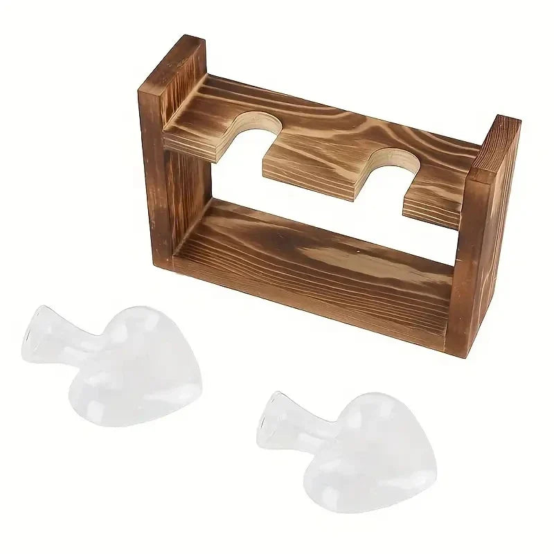 Vase Hydroponique Virella | Verre en forme de cœur dans un cadre en bois | Décoratif & Moderne | Pour boutures & plantes d'intérieur